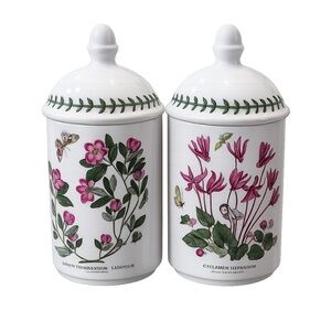Portmeirion Botanic Garden Set of Two White Canisters and Lids